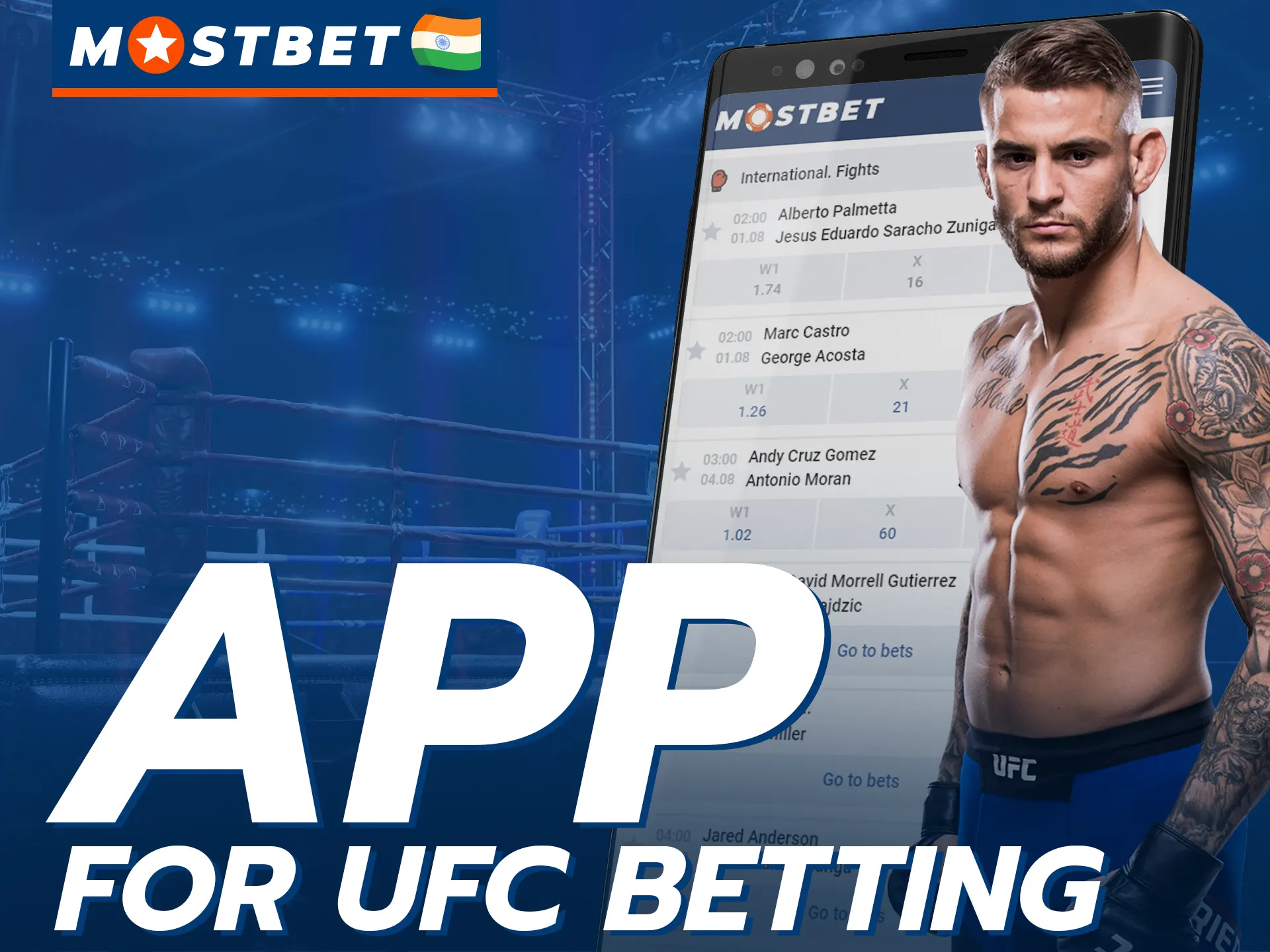 Place bets on UFC fights directly in the Mostbet mobile app.