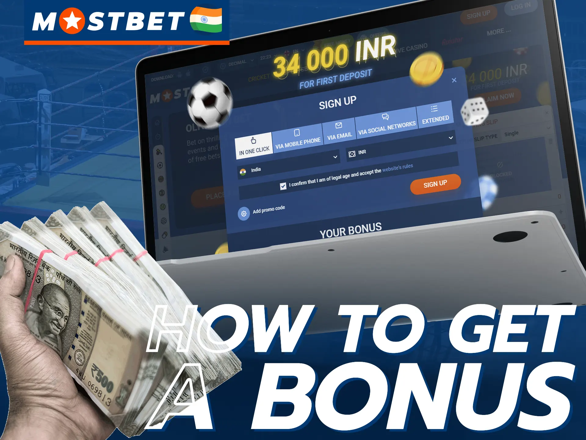 Getting the Mostbet welcome bonus is easy.